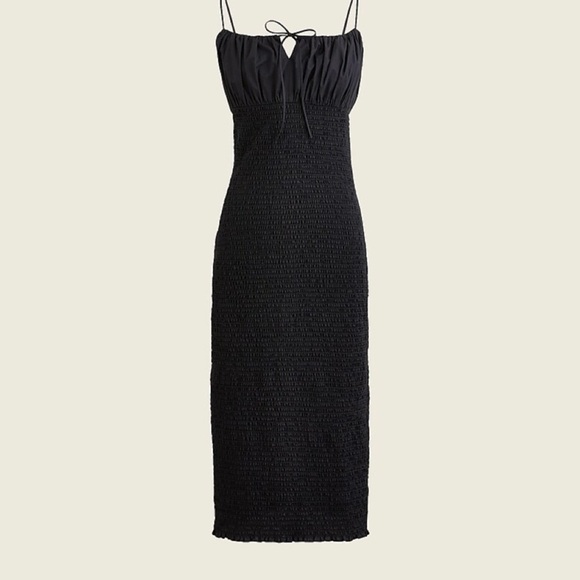 J.Crew Smocked Black Bodycon Tank Dress Sz 2 Mid Length NWOT - Picture 3 of 13